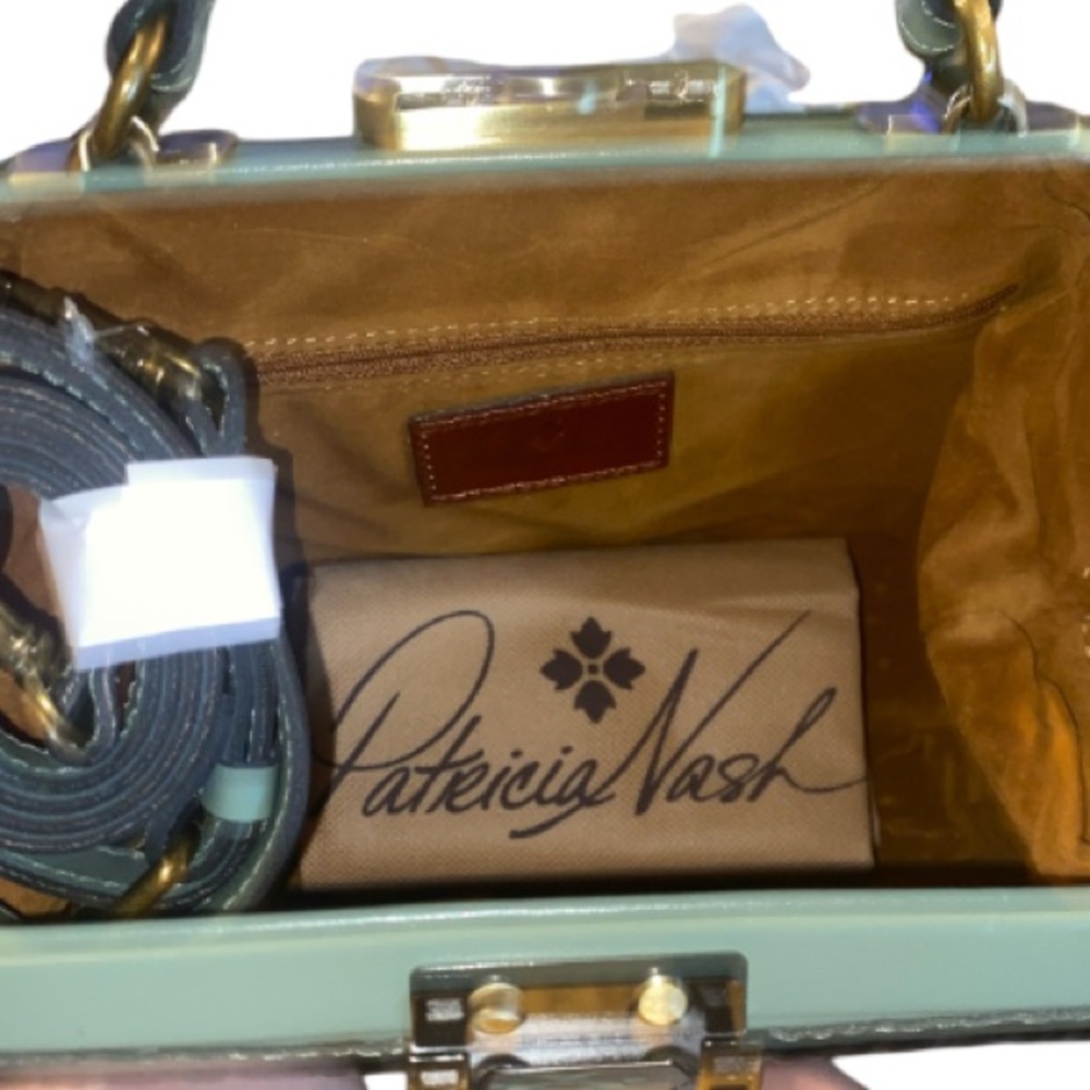 Patricia Nash Sage Green Embossed Patent Satchel - Picture 6 of 12